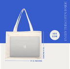 Ecotribe Heavy Duty Canvas Cotton Tote Bag, 35x45 cm, Large Capacity Shoulder Handbag for Office and Travel (blue)