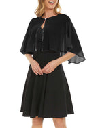 Soft Chiffon Sequins Shawls and Wraps/Cape for Evening Dress Wedding Formal Occasion, Black, One Size