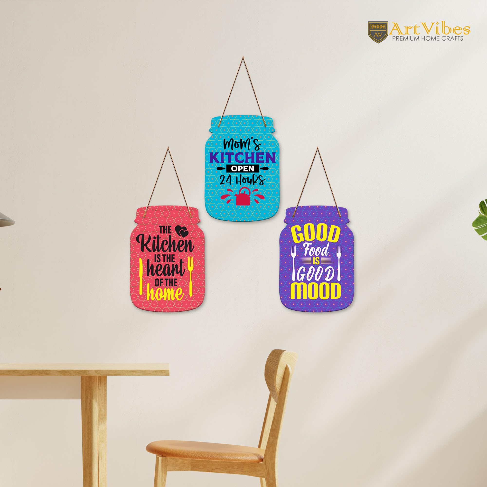 Artvibes Mom's Kitchen Quotes Wall Hanger for Home Decor | Gifts | Wall Art | Decoration Wooden Hanging Items | Kitchen Wood Design | Quotes Decor Items | Decorative Artworks (WH_8905N)