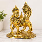 KridayKraft kamdhenu nandani Cow Table Decorative Statue Gold Plated Statue for Good Luck Feng Shui & Vastu Showpiece As Table Top Religious Idol Gau MATA