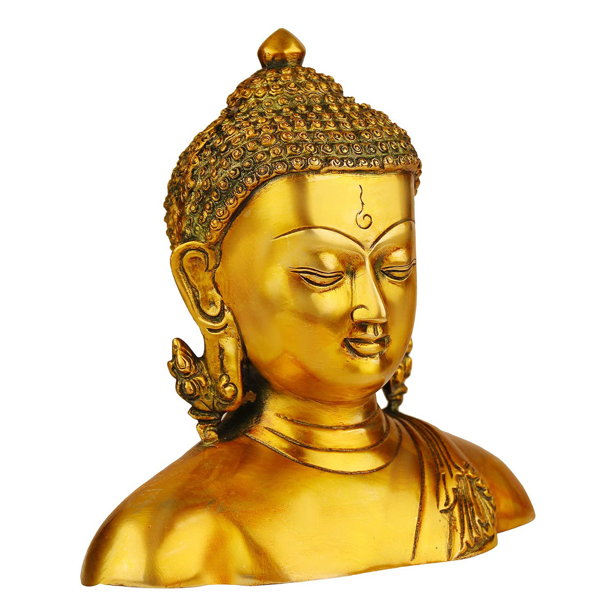 ARTVARKO Brass Buddha Head Bust Statue Home Décor Entrance Office Table Living Room Meditation Luck Gift Feng Shui Showpiece 6.5 Inches