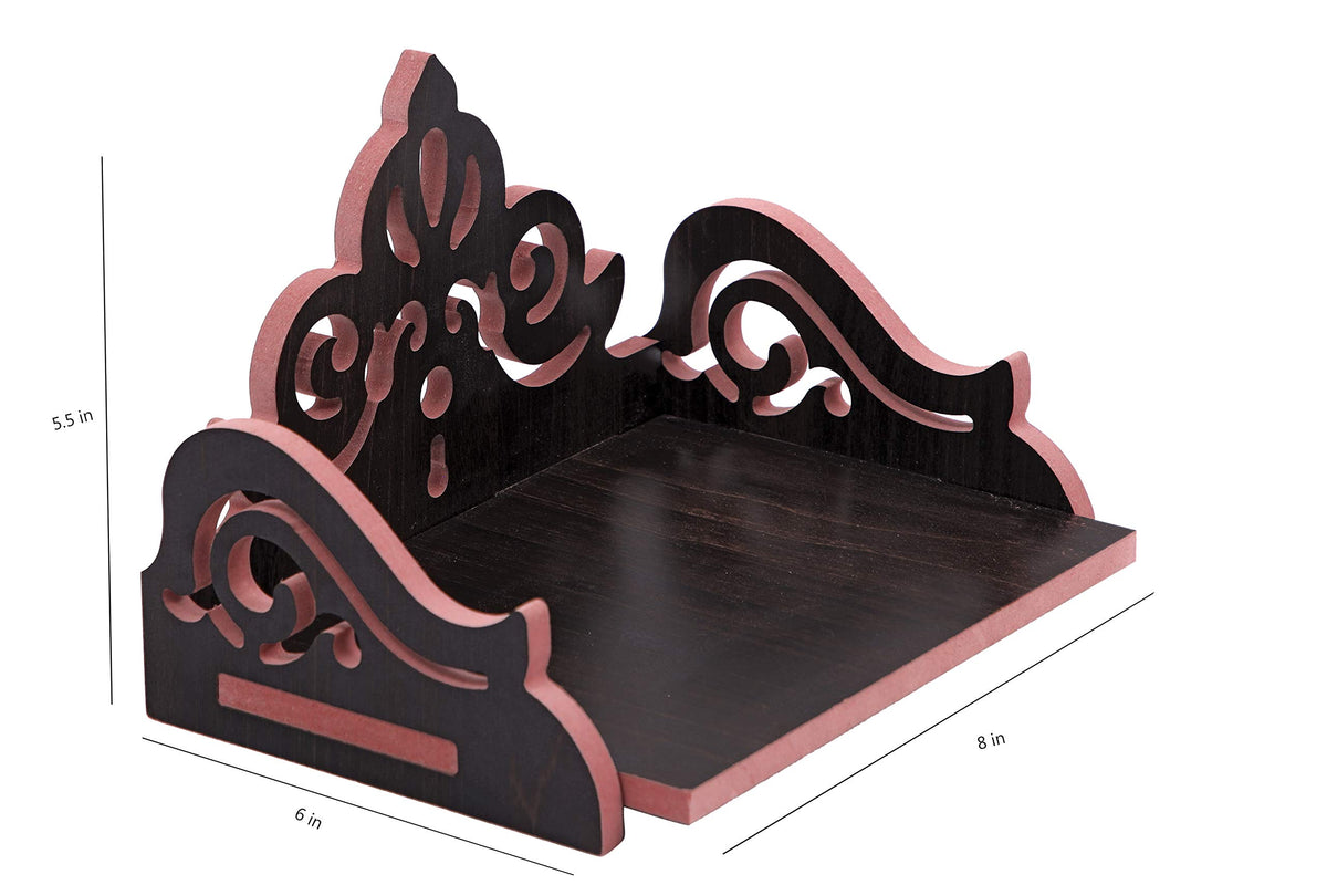 VJ Sons Art and Craft Wooden Temple Wall Hanging and Table Top Home Mandir Temple Pooja Mandir (003-Black)