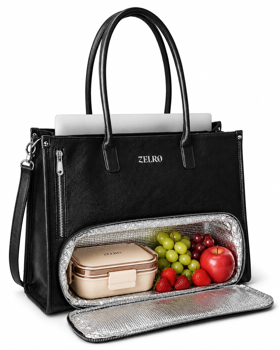 Stylish Women's Tote Bag For Woman With Insulated Lunch Compartment | Lightweight & Elegant | Lunch Bag for Office | Fits 15.6 Inch Laptop Bags For Women Office Use | Water Resistant | Free Sling Bag