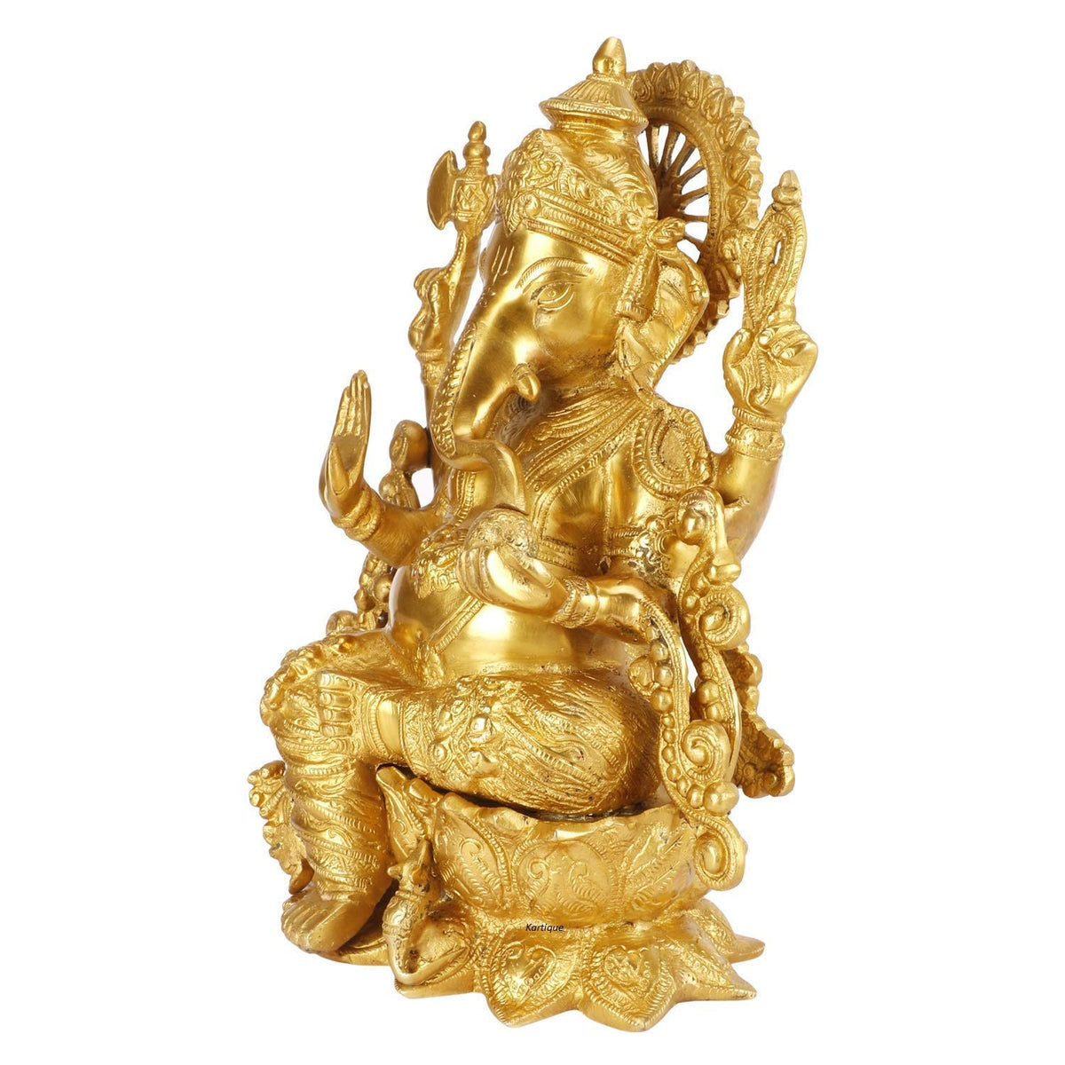 Svarup Brass Ganesha Idol for Home Decoration Ganpati Statue Murti for Gift Height 11.5 Inch Weight 6.3 Kg Color Gold