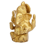 Svarup Brass Ganesh Bhagwan Idol Taj Ganesha Statue Ganpati Murti for Home Entrance Decor Diwali Gift 4.5 Inch