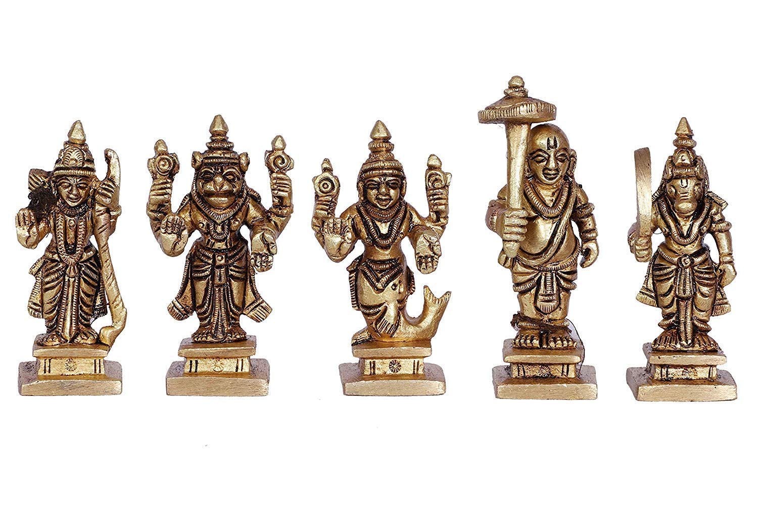 ARTVARKO Brass Dashavatara Dasavatharam of Lord Vishnu Statues Ten Incarnations Avatars Idol Murti Height 2.5 Inch