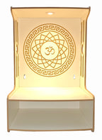 Alpine Willow Wooden Wall Mounted Pooja Mandir with LED Spotlight | Engineered Wood Temple for Home | Frosty White Finish | DIY Assembly | (H-18, W-12, D-12 inch)
