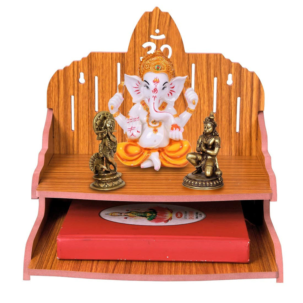 MS Enterprises Wooden Beautiful Plywood Mandir Pooja Room Home Decor Office OR Home Temple Wall Hanging Product (RED D)