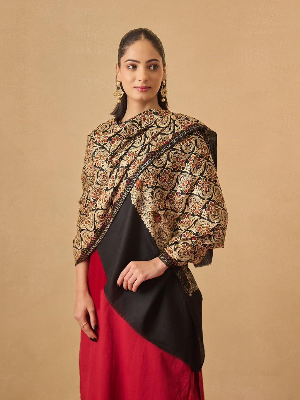 Pashmoda Women Kashish Fine Wool Nalki Embroidered Stole (Size : 28x80in, 71X203cm) EMST01