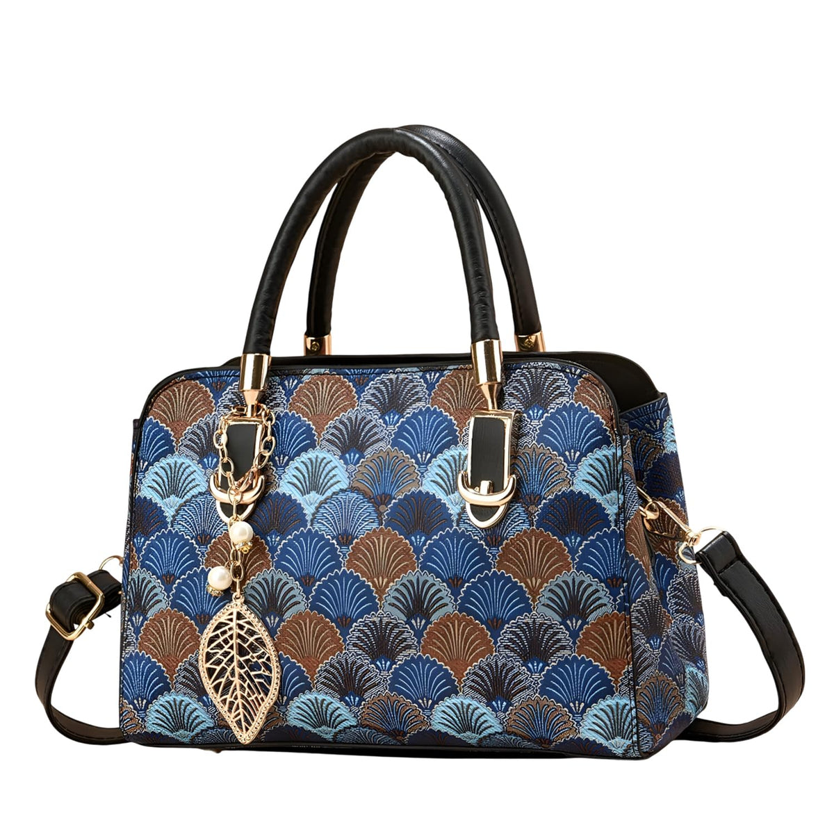 SYGA Women Stylish Tote Bag with Contrasting Colors – Medium Capacity Daily Shoulder Handbag(Flower Black)