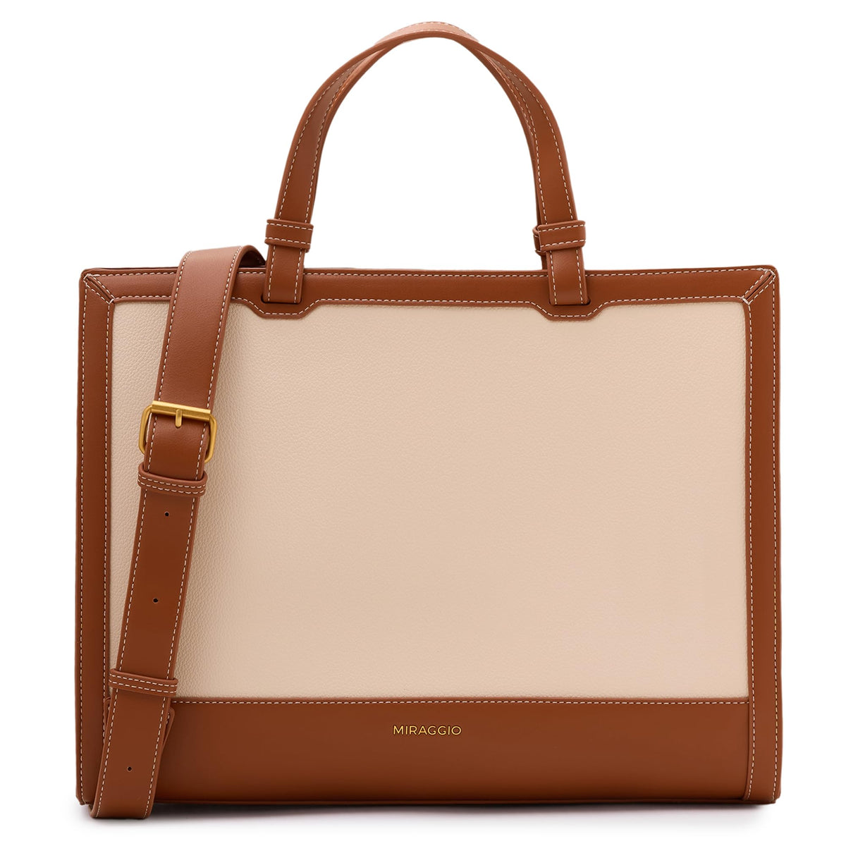 Miraggio Rebecca Tote Bag | Fits Upto 14 Inches Laptop With Adjustable & Detachable Strap | Office Tote Bag For Women Big Totes For Work & Travel (Ivory)