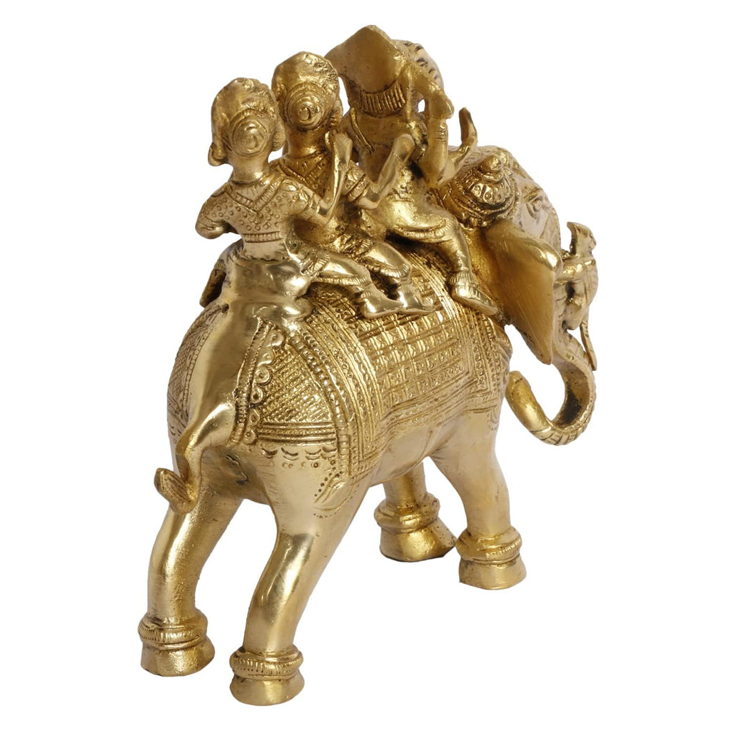 Svarup Brass Riddhi Siddhi Ganesha Idol in Gold Color Height 9 Inch Weight 2.5 Kg