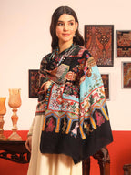 Pashmoda Women Mughal Bagh 100% Pure Wool Fabric Kalamkari Embroidered Shawl (Size: 40x80in, 101x203cm) KAS22