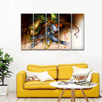 VIBECRAFTS Krishna Playing Bansuri 5 Pieces Canvas Wall Painting For Home | Office | Living Room | Gift (PTVC5Pcs4_8505)