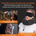 TRAVALATE Square Shape Travel Neck Pillow and Sleeping Eye Mask Combo–Black