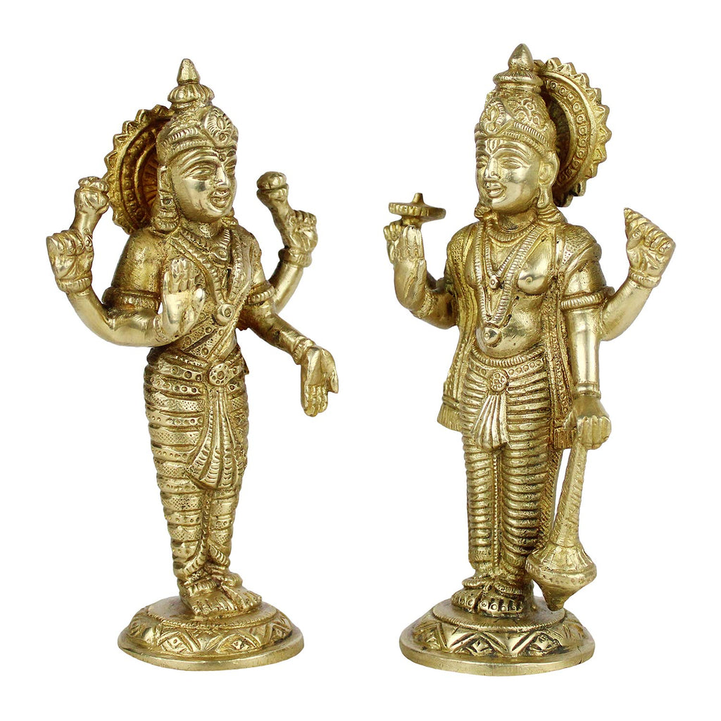 ARTVARKO Brass Lord Bhagwan Vishnu Narayan Lakshmi Laxmi Statue Idol Murti for Office Home Decor Mandir Puja 7 Inches.