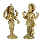 ARTVARKO Brass Lord Bhagwan Vishnu Narayan Lakshmi Laxmi Statue Idol Murti for Office Home Decor Mandir Puja 7 Inches.