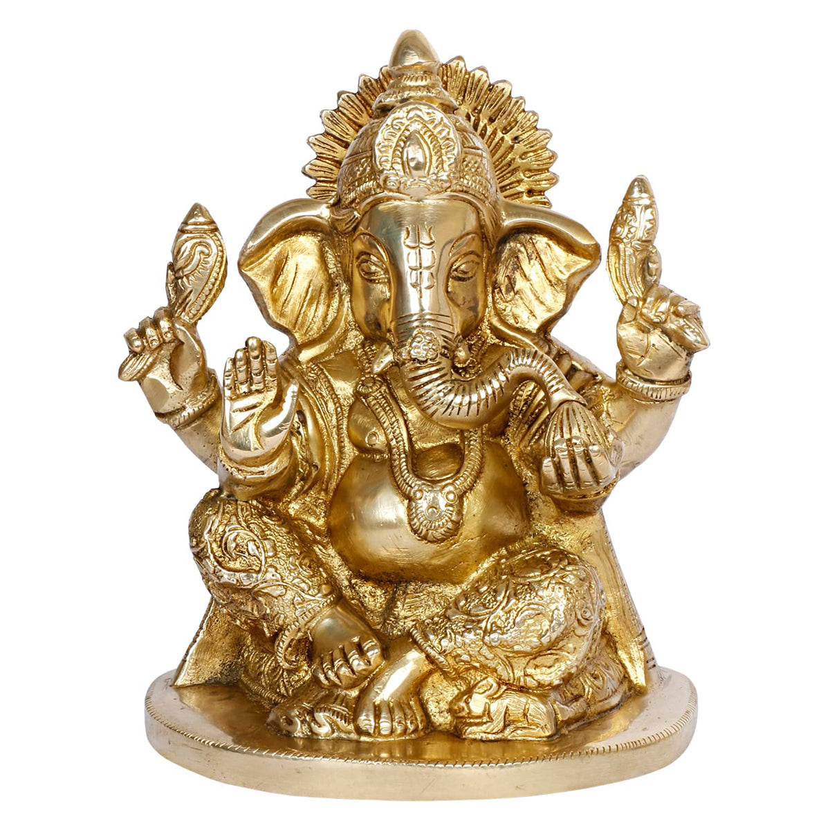 ARTVARKO Brass Ganesh Idol Statue Ganesha Vinayak Ganpati Sitting Home Entrance Décor Temple Puja Gift Height 7 Inch