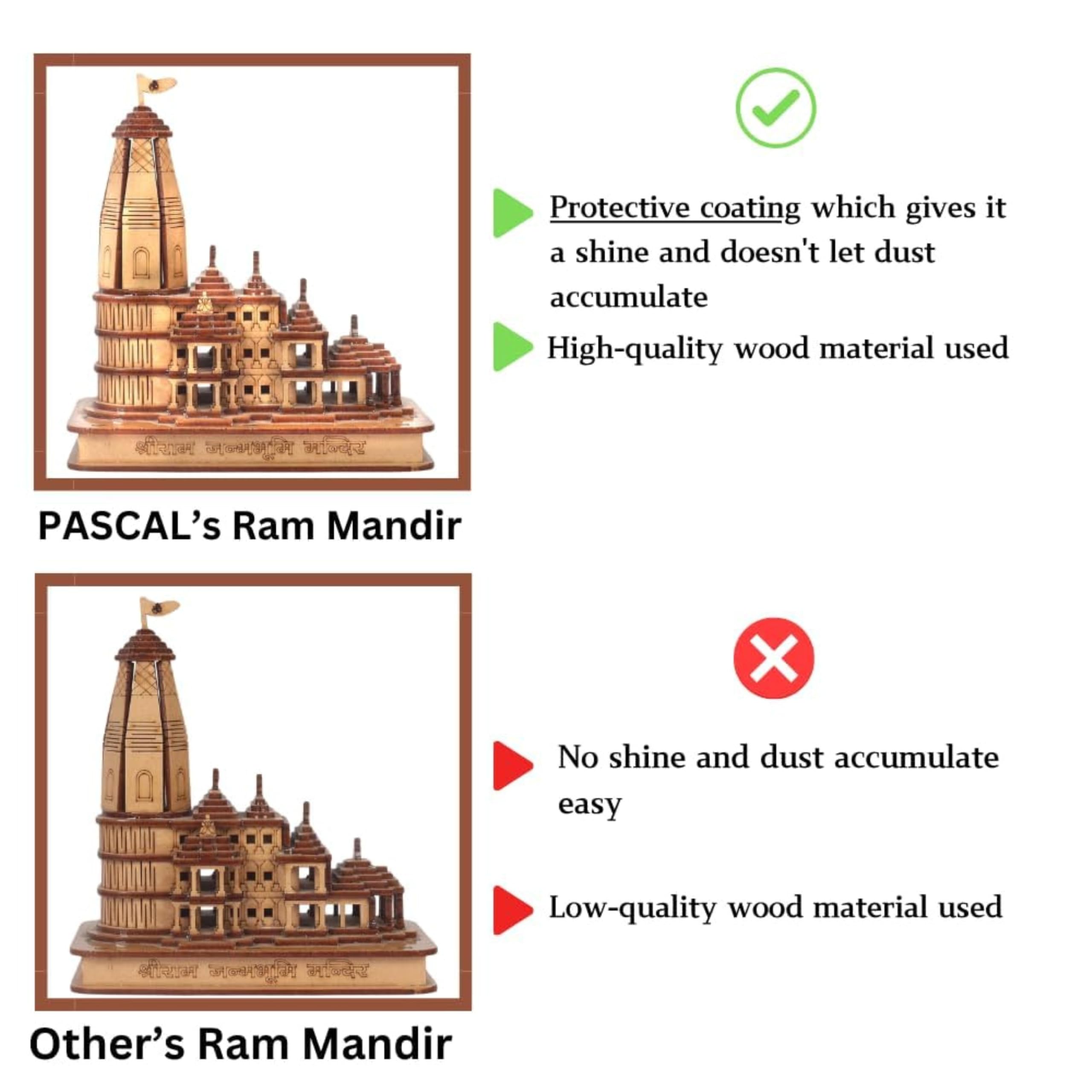CRAFTVEDA Ram Mandir Ayodhya 3D Wooden Replica | Handcrafted MDF Miniature Temple | Intricate Traditional Design | Protective Box | Ideal for Home, Office, Car Dashboard & Gifts (Small)