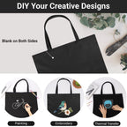 Segarty Black Canvas Tote Bag, 3 Packs 16x15 inch Canvas Bags with Zipper, 12Oz Heavy Duty Reusable Washable Grocery Shopping Bag with Handle, Blank Cotton Bags for Kids DIY Crafts Painting Bulk