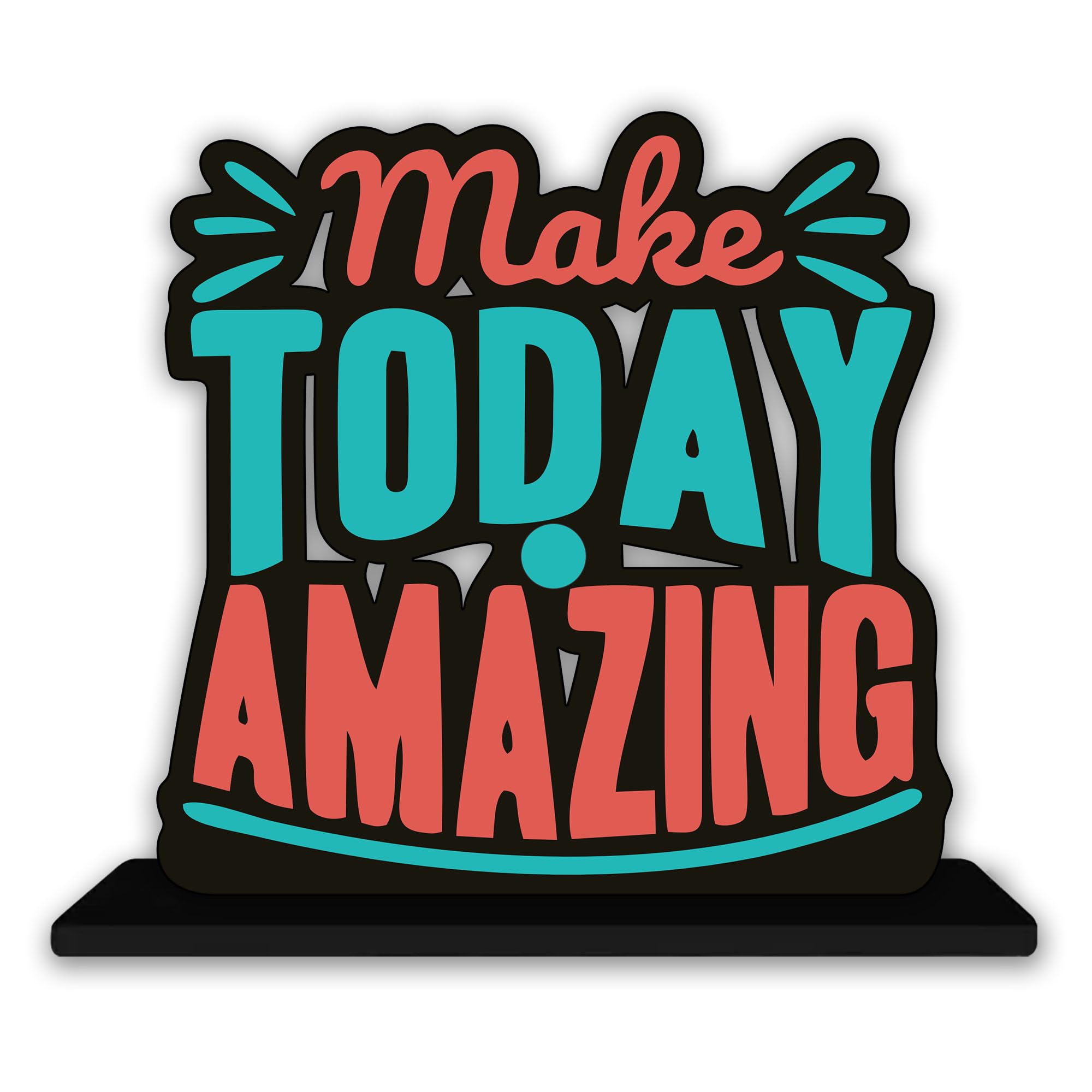 Artvibes Wooden Idols and Figurine Make Today Amazing Quotes Table Decoration for Office Desk|Home Decor|Living Room|Modern Art Wood Showpiece Gift Item (SP_1161)
