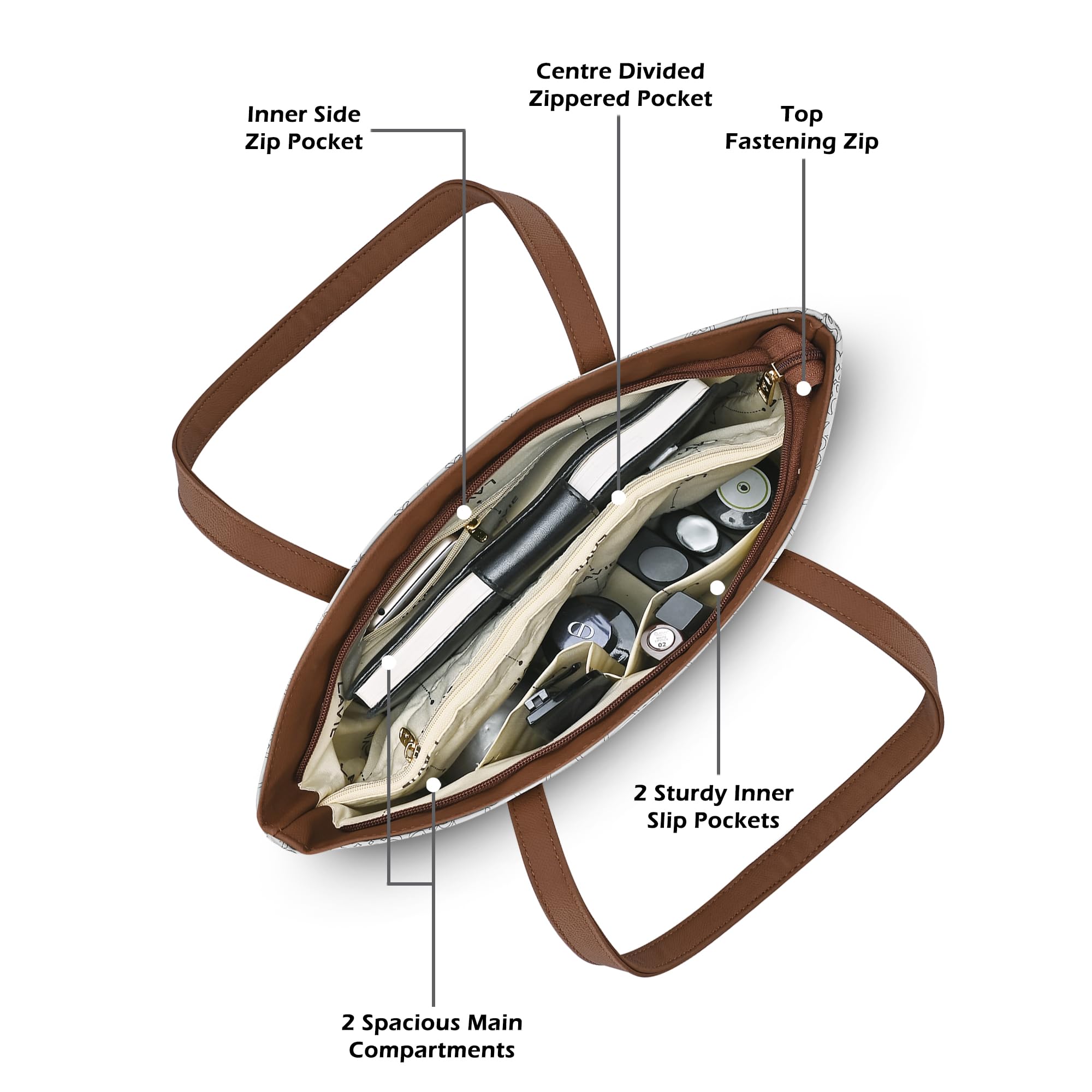 Lavie Women's Mabel Solid Tote Handbag for Women | Tote Bag For Work | Ladies purse | Stylish Shoulder Bag | Gift For Ladies