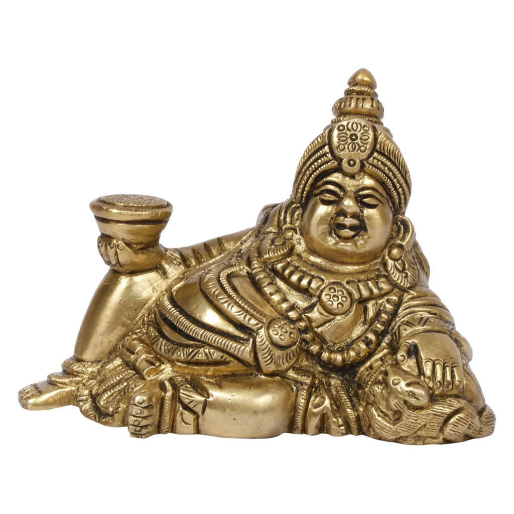 ARTVARKO Brass Action Lord Of Treasure Wealth Maharaj Kuber Resting Murti Statue For Tijori Locker Money Safe Kubera Idol For Vastu Dosh Nivaran Prosperity Home Décor, 7 Centimeters