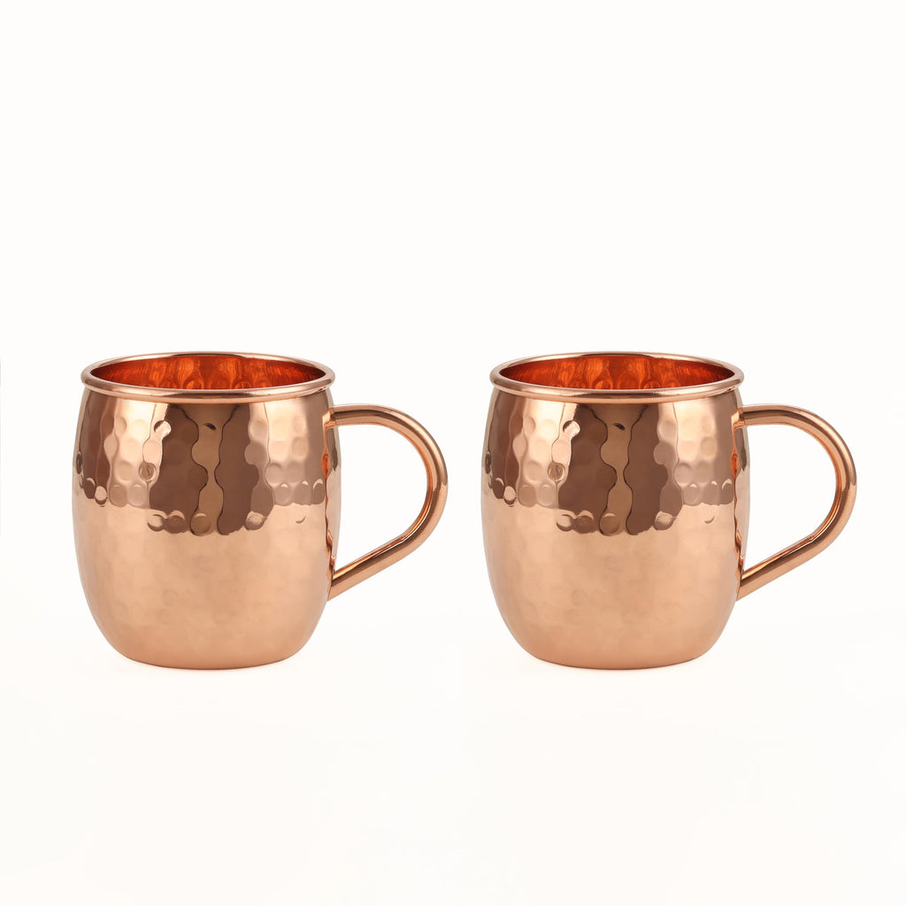 ALCU Copper Mule Mug, Handcrafted Shiny Moscow Mule Beer Mug Cup, Cocktail Serveware, Drinkware & Barware, Ideal for Cocktails, Drinks, & Gifts, Best for Parties (500 ml) Set of 2