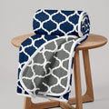 Divine Casa 120 GSM Microfiber Single Dohar | Soft & Lightweight Throw Blanket | Cozy & Breathable | All-Season Comfort | 210 x 140 CM | Moroccan Pattern | Deep Blue Kafalo