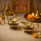 KridayKraft Aluminium Flower Diya for Puja | Pooja Accessory for Home Mandir (Gold)