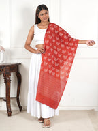 Gutthi Women's Red Cotton Stoles | Scarf Lightweight & Comfortable for All Seasons, Size (100X180 CM)