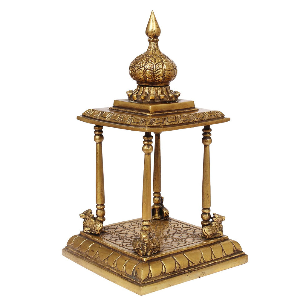 ARTVARKO Handcrafted Full Brass Temple Pooja Mandir for Living Room Pooja Ghar Decoration Religious Home Décor 13 Inch.