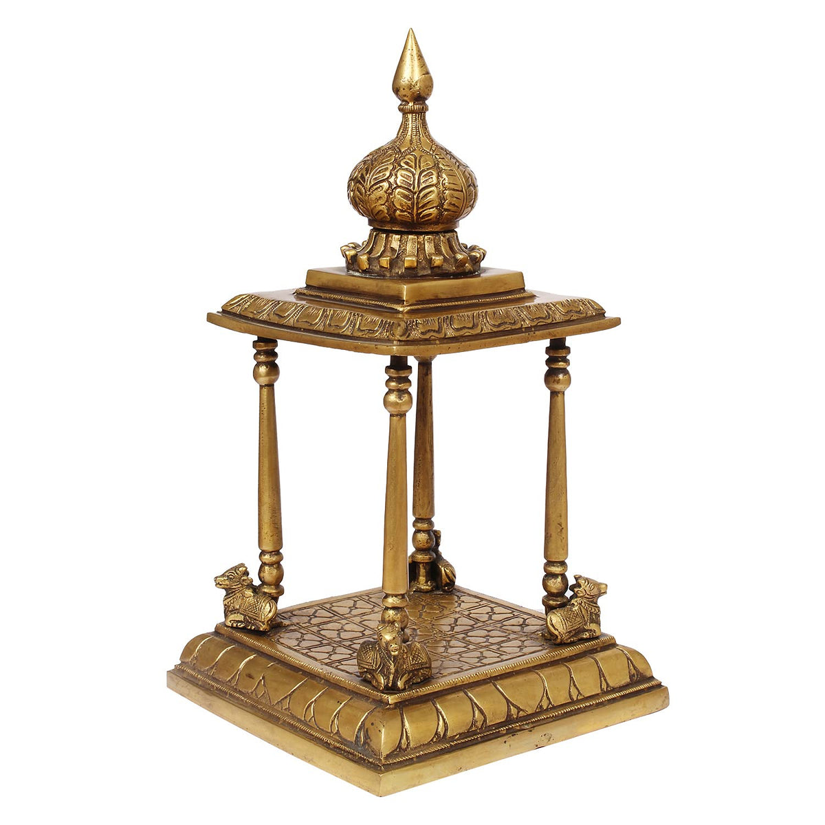 ARTVARKO Handcrafted Full Brass Temple Pooja Mandir for Living Room Pooja Ghar Decoration Religious Home Décor 13 Inch.