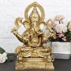 ARTVARKO Brass Ganesha Bhagwan Idol Ganesha Statue Ganpati Murti for Puja Home Entrance Decor Gift Height 10 Inch