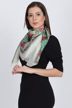 Cashmere Craft Pure Silk Green Floral Scarf Stole Dupatta/SS25