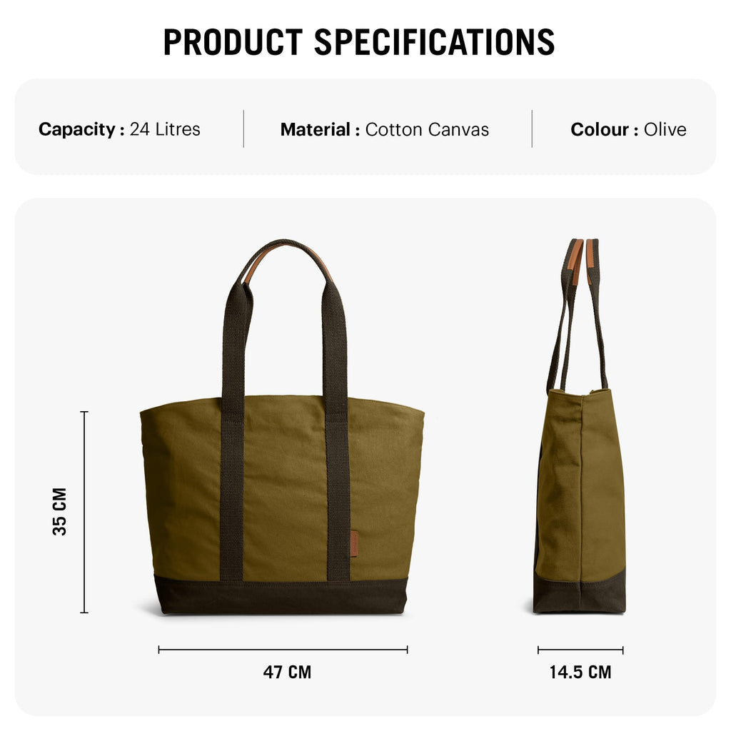 DailyObjects Olive Green-Clove Field Tote Bag |Canvas Tote Shoulder Bag Fits upto 14 Laptop for Women and Men Work & Daily Use |Handcrafted from premium cotton canvas perfect for Work & Daily Use
