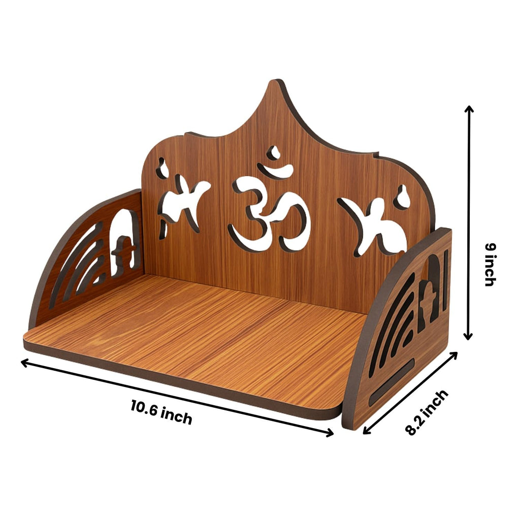 HOMEWEY DECOR Wooden Home Temple Handcrafted Support Heavy Idols Luxurious Finish Pooja Mandir for Home & Office Wall Mount for Room (Design5)