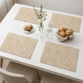 Yelona Premium Faux Leather Placemat Set of 4 | Printed Floral Design, Waterproof & Heat Resistant Table Mat | Non-Slip, Washable for Dining, Kitchen & Home Decor (Beige, 43 x 30 cm) Kafalo