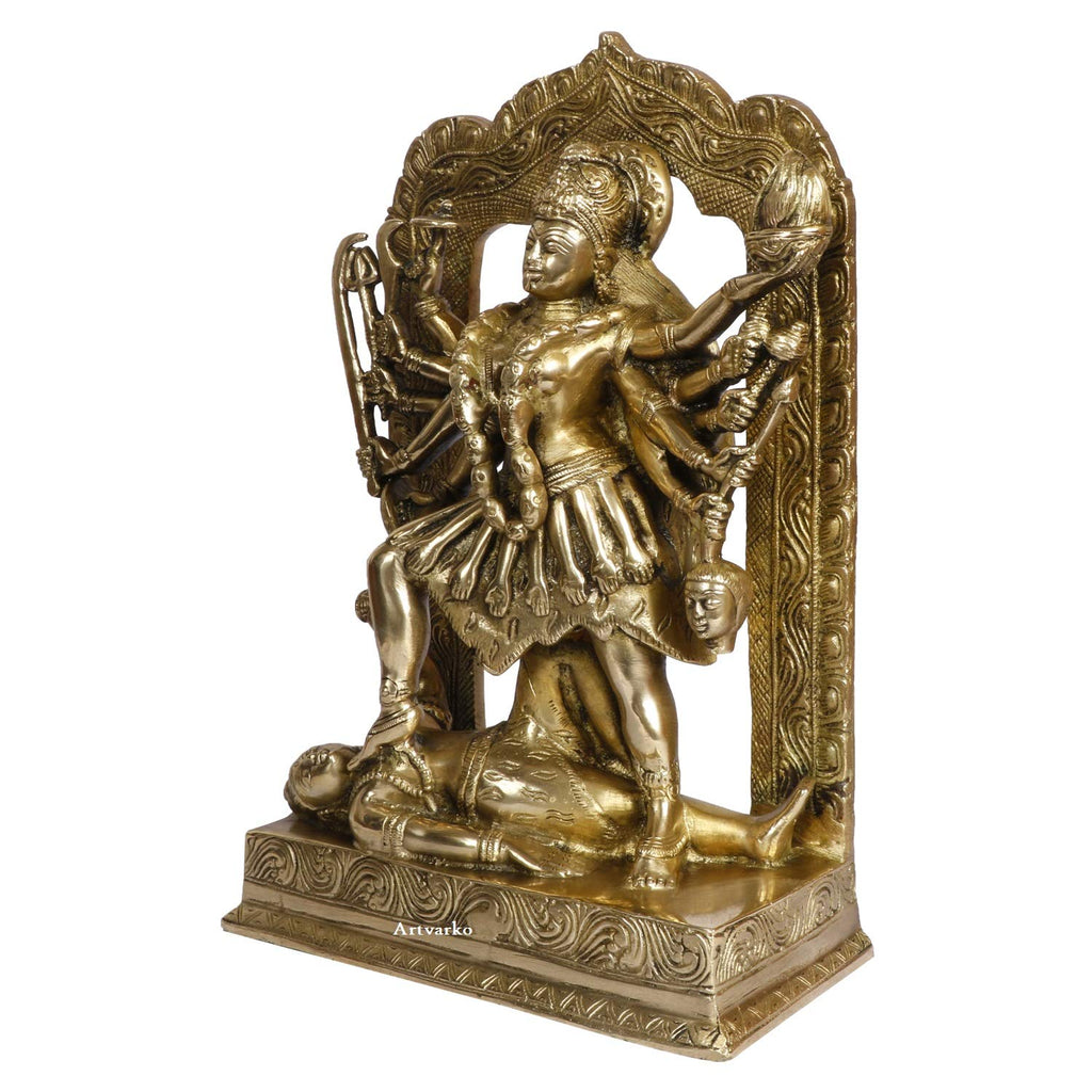 ARTVARKO Brass Kali Maa Murti | Maha Kali | Mahakali | Kalika Maa Statue Sculpture Idol Murti Decor Size Height 11.5 Inches