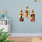 Artvibes African Warli Art Decor Bottle shaped Wooden Wall Hanging | Living Room | Handcrafted Art | Wall Poster | Aesthetic Wooden Decor | Art Print | Unique Gift Items (WH_9519N), Set of 3