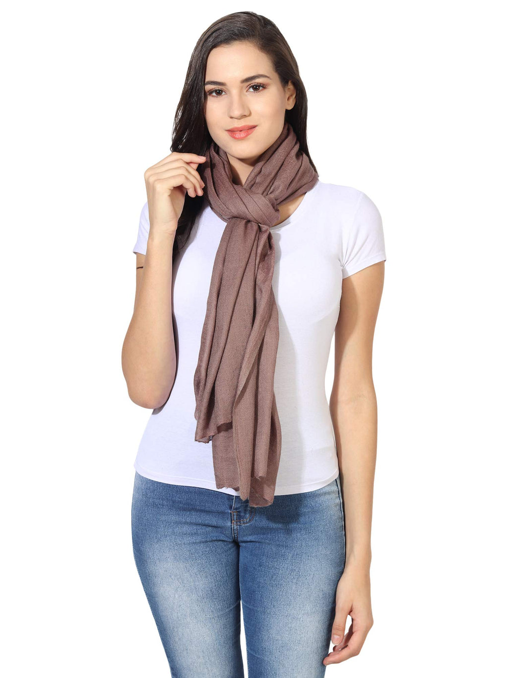 MUFFLY Fine Blended Ultra Soft & Warm Wool Silk Unisex Pashmina Shawl, Stole & Wrap with Hanger (Sandy brown)