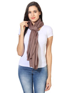 MUFFLY Fine Blended Ultra Soft & Warm Wool Silk Unisex Pashmina Shawl, Stole & Wrap with Hanger (Sandy brown)