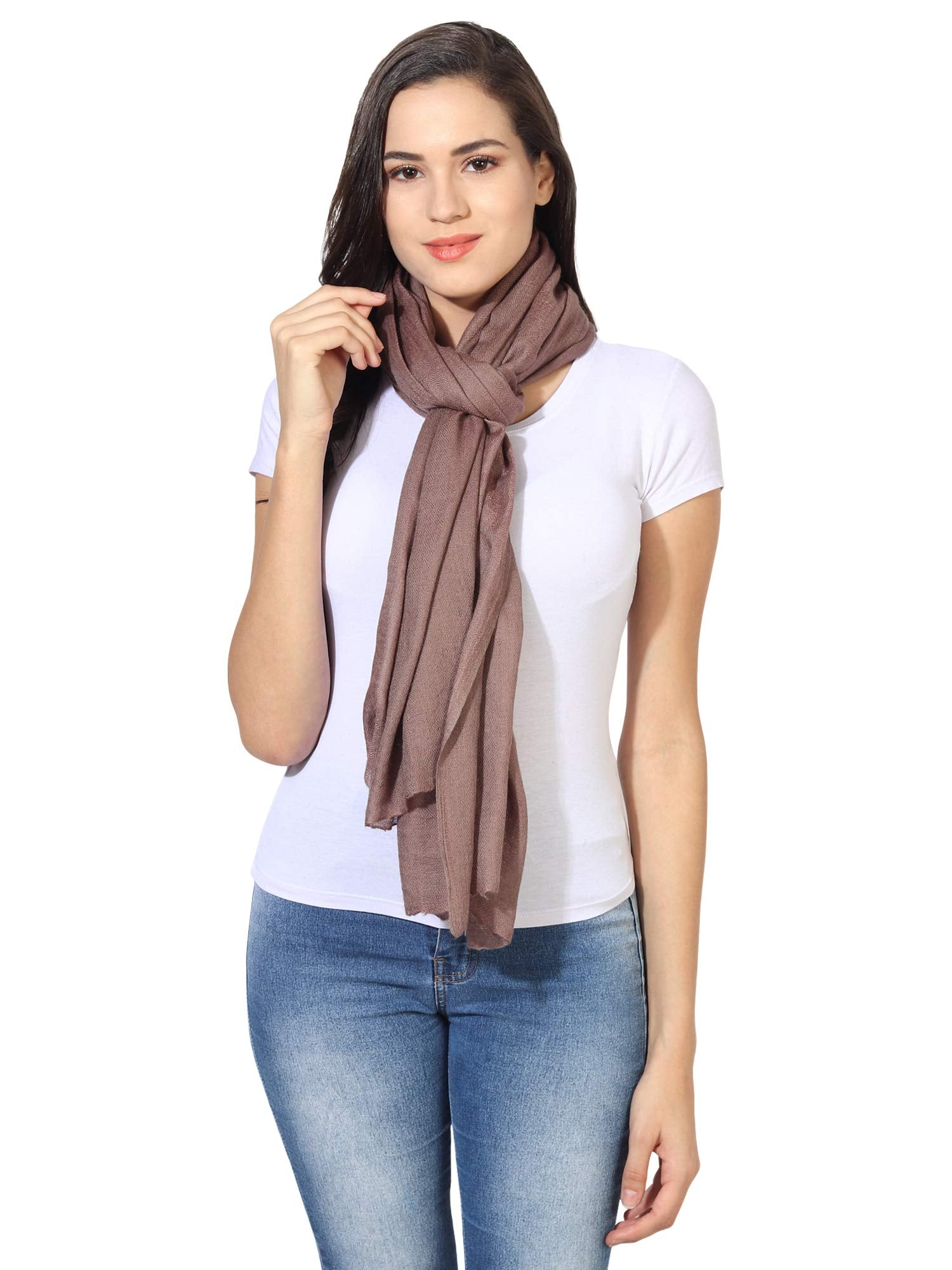 MUFFLY Fine Blended Ultra Soft & Warm Wool Silk Unisex Pashmina Shawl, Stole & Wrap with Hanger (Sandy brown)