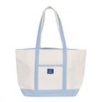 AQVA 24oz Premium Cotton Eco friendly Canvas Tote Bag, Multipurpose Handbag/Shoulder Bag For Shopping, Travel, Grocery, Work, Beach, Office, College (Sky Blue)