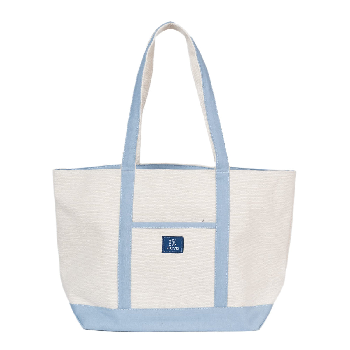 AQVA 24oz Premium Cotton Eco friendly Canvas Tote Bag, Multipurpose Handbag/Shoulder Bag For Shopping, Travel, Grocery, Work, Beach, Office, College (Sky Blue)