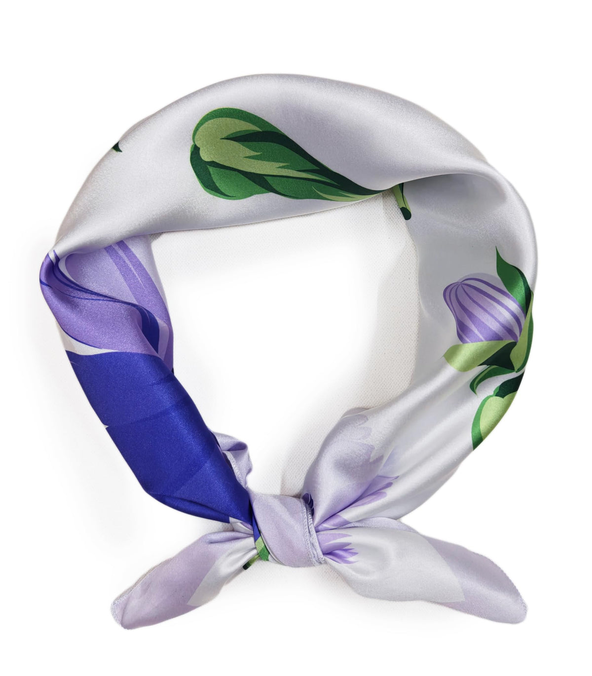 ONE ECHELON Satin Silk Small Neckerchief Square Scarf (Violets)
