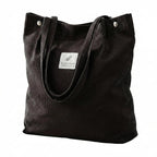 Kraptick Canvas Tote Bag for Women with Zipper - Aesthetic & Spacious Shoulder Handbag for Office, College, Travel & Shopping - Durable Tote Bag with Inner Pocket (Black)