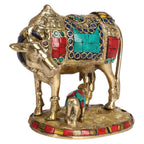 ARTVARKO Brass Unique Statue Idol Kamadhenu Cow God Idol Religious Sculpture Figurine Size: 6.50 X 5.50 Weight - 1.5 Kg