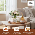 UHUD CRAFTS Premium Wooden Round Serving Tray/Platter | Decorative Tray for Home Decor, Dining Table & Kitchen Decor | Circular Solid Wood Tray for Serving Tea, Coffee or Breakfast