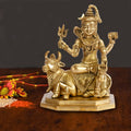 ARTVARKO Brass Lord Shiva Shiv Sitting on Nandi Bull Cow Idol Statue for Home Decor, Mandir,Temple, Gift, Showpiece 5.5 Inch
